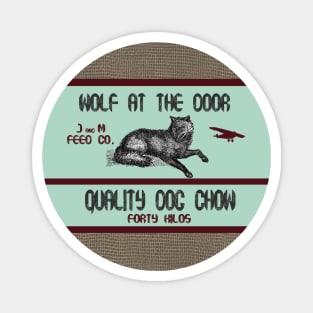 Wolf at the Door Dog Chow Burlap Feedsack Magnet